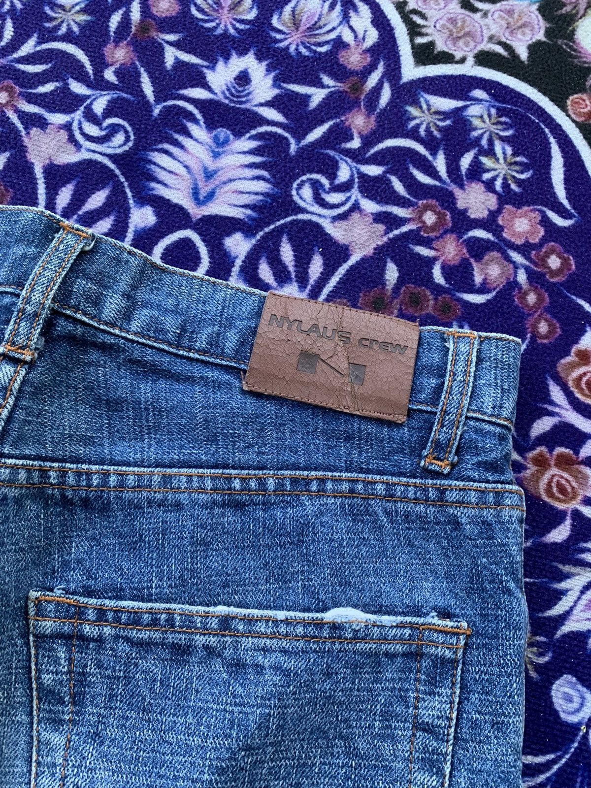 Japanese Brand Nylaus Crew Distressed Denim Size US 32 / EU 48 - 14 Thumbnail