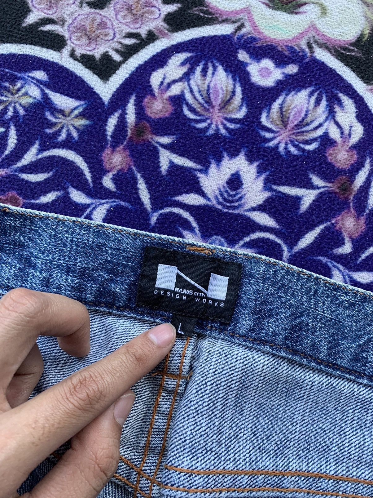 Japanese Brand Nylaus Crew Distressed Denim Size US 32 / EU 48 - 7 Thumbnail