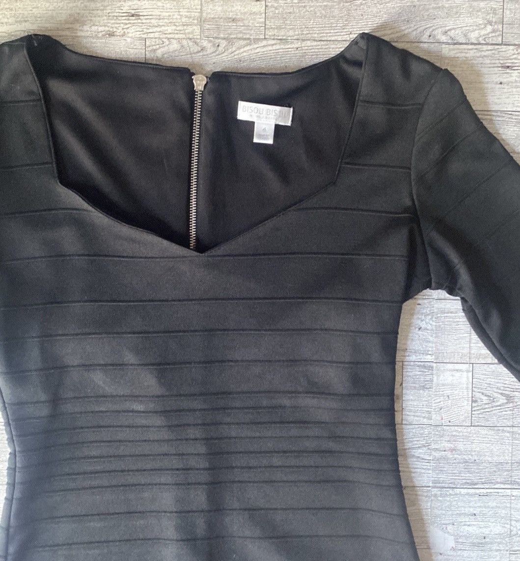 Nordstrom Bisou Bisou, Retro, Basic, Black, 3/4 Sleeves, Midi Dress Size S / US 4 / IT 40 - 5 Thumbnail