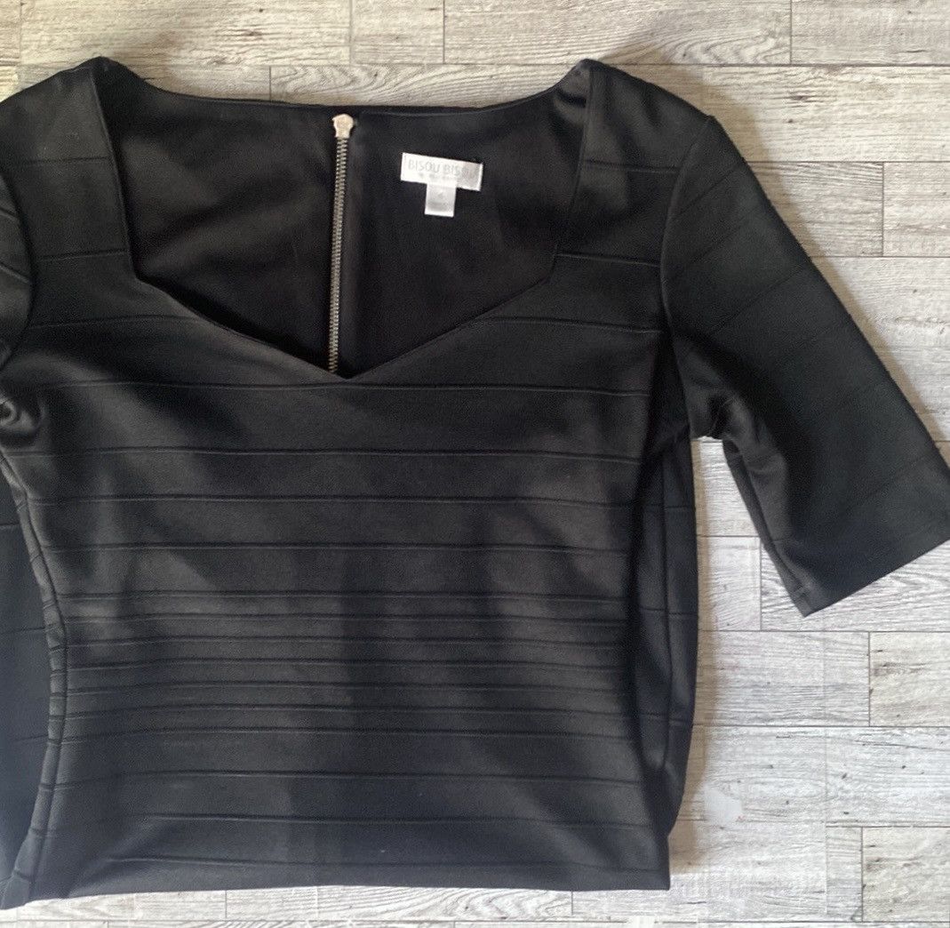 Nordstrom Bisou Bisou, Retro, Basic, Black, 3/4 Sleeves, Midi Dress Size S / US 4 / IT 40 - 4 Thumbnail