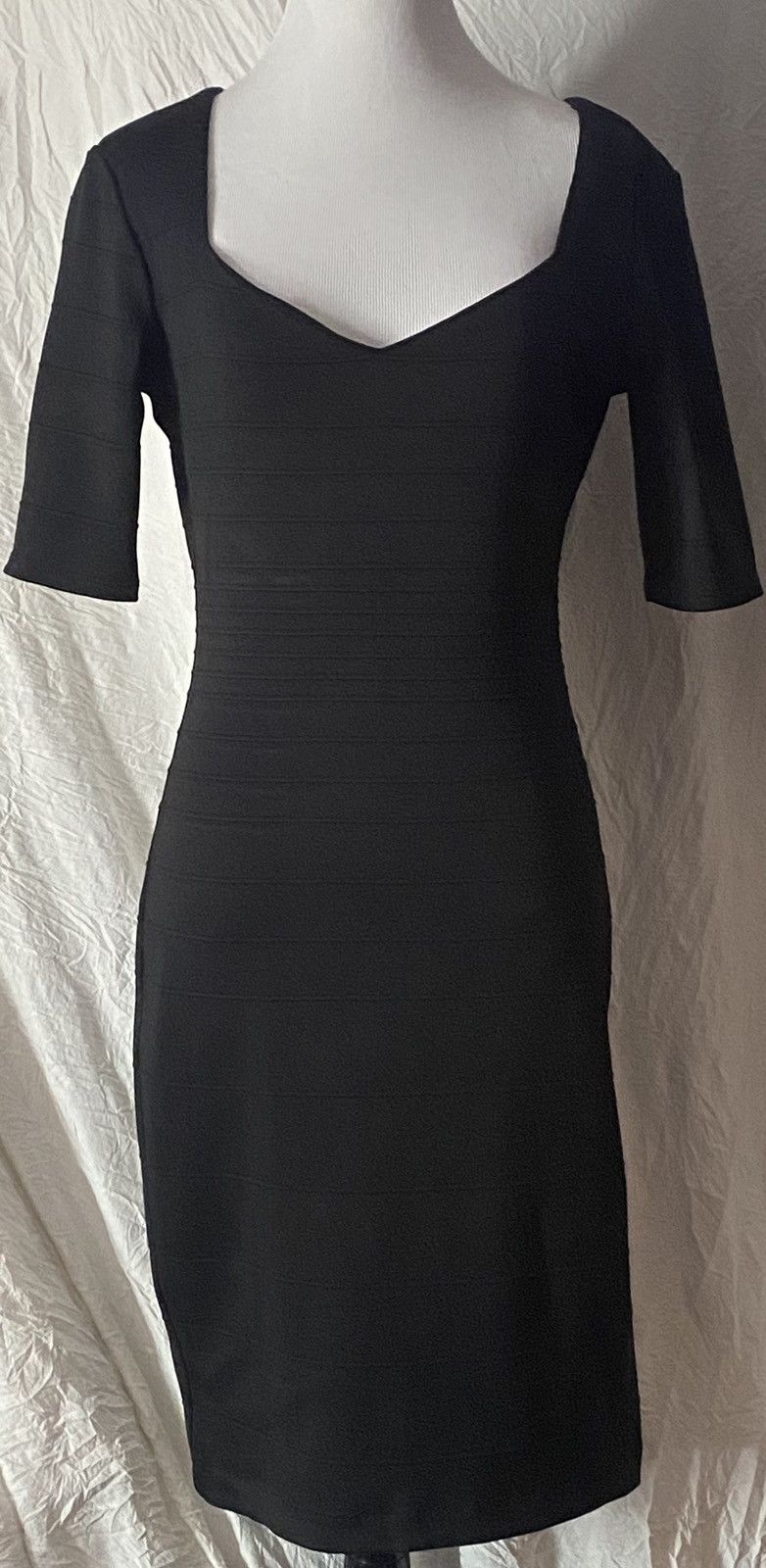 Nordstrom Bisou Bisou, Retro, Basic, Black, 3/4 Sleeves, Midi Dress Size S / US 4 / IT 40 - 10 Thumbnail