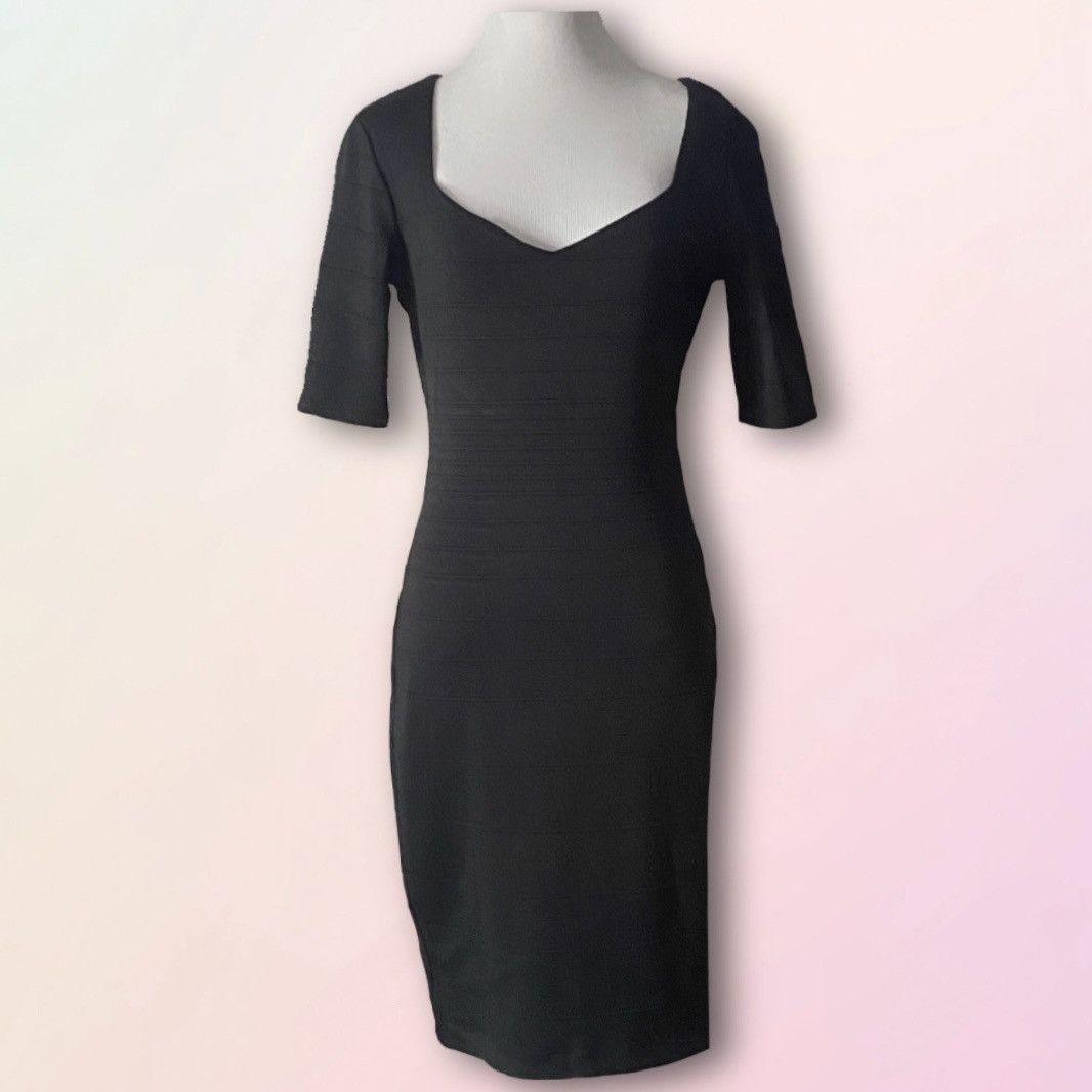 Nordstrom Bisou Bisou, Retro, Basic, Black, 3/4 Sleeves, Midi Dress Size S / US 4 / IT 40 - 1 Thumbnail