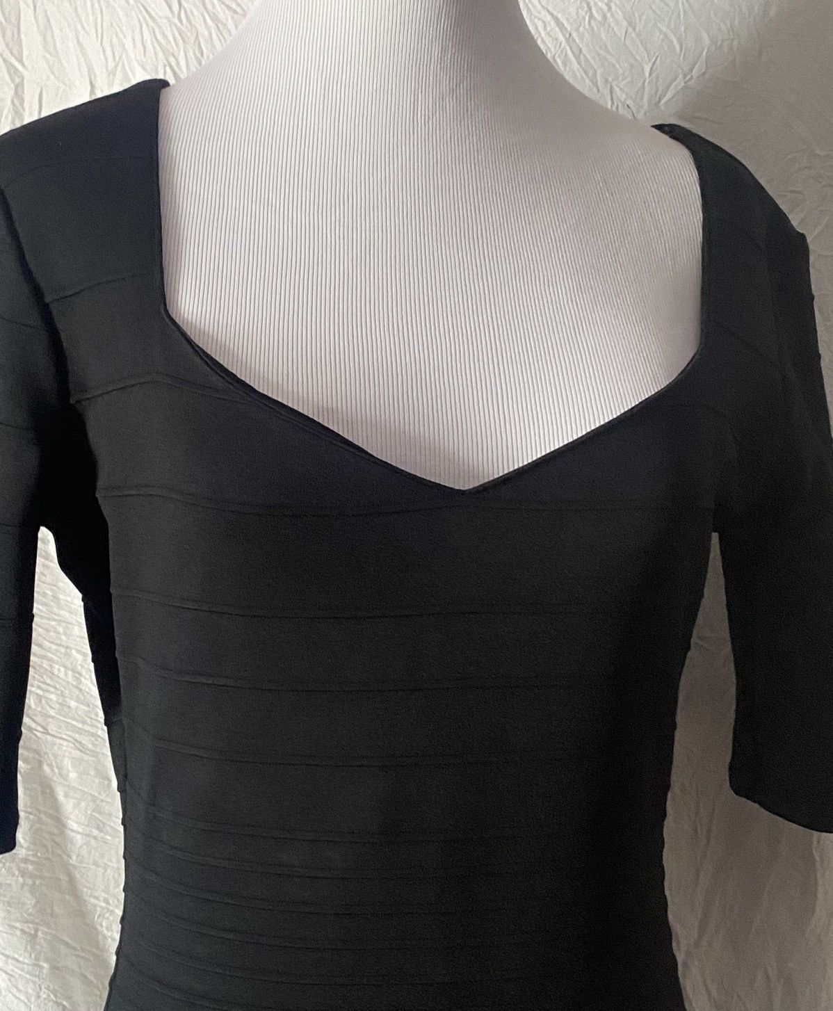 Nordstrom Bisou Bisou, Retro, Basic, Black, 3/4 Sleeves, Midi Dress Size S / US 4 / IT 40 - 11 Thumbnail