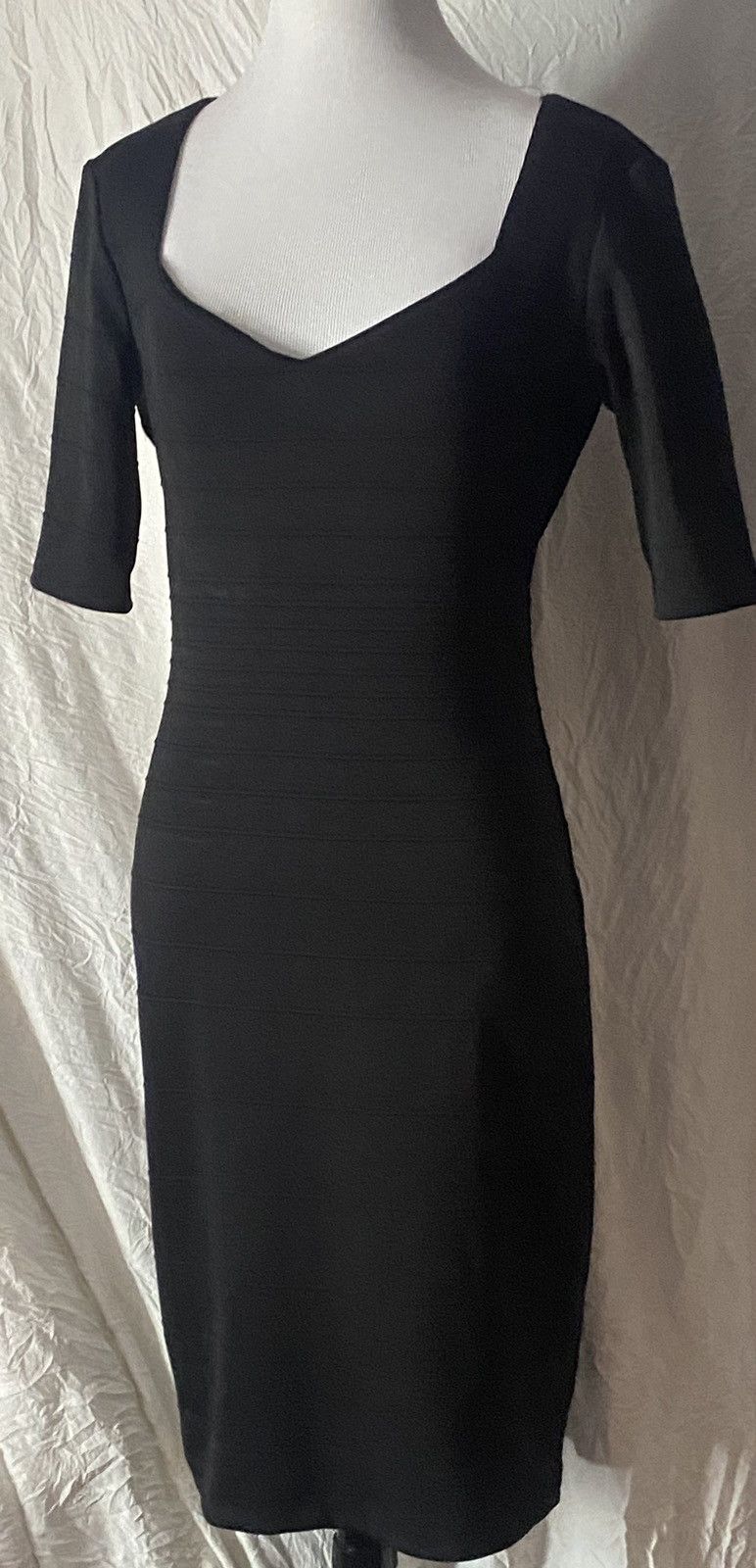 Nordstrom Bisou Bisou, Retro, Basic, Black, 3/4 Sleeves, Midi Dress Size S / US 4 / IT 40 - 13 Thumbnail