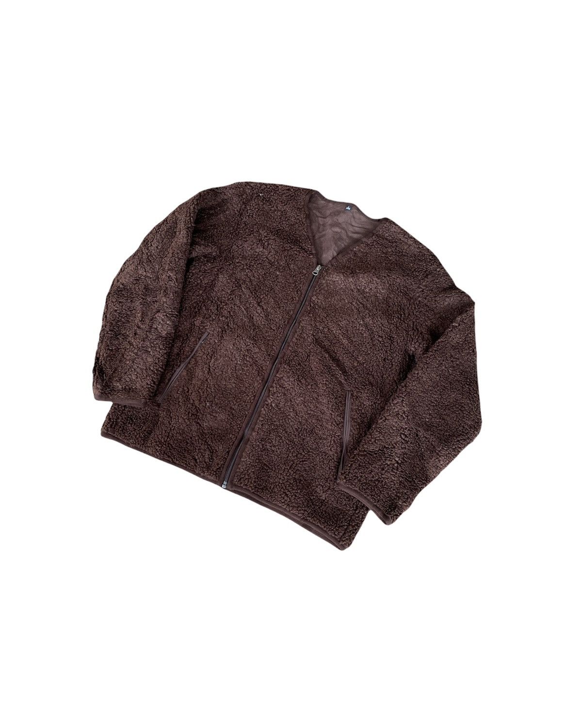 Uniqlo Brown Fleece Cardigan Deep Pile Retro Jacket Size US L / EU 52-54 / 3 - 1 Thumbnail