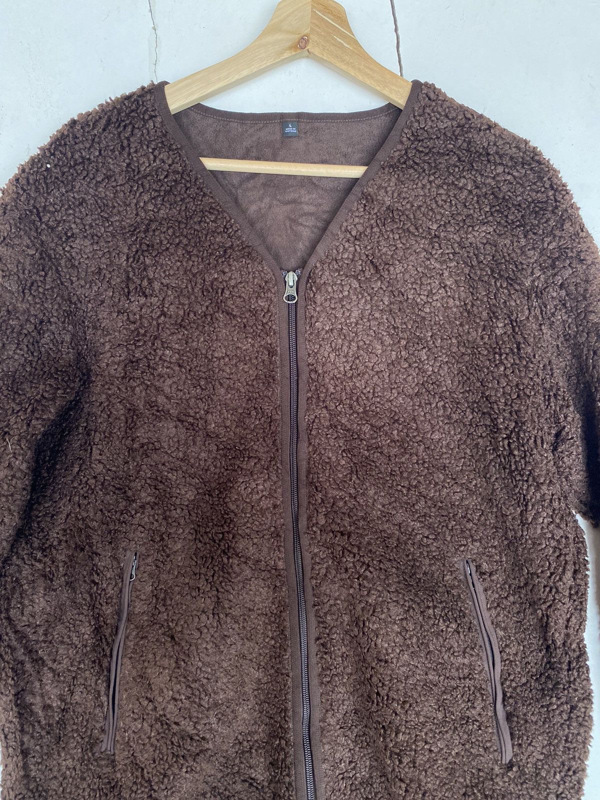 Uniqlo Brown Fleece Cardigan Deep Pile Retro Jacket Size US L / EU 52-54 / 3 - 2 Thumbnail