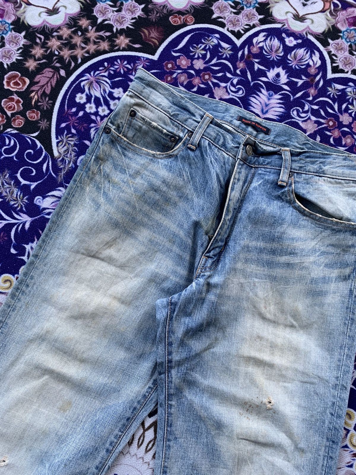 Japanese Brand Blue Way Distressed Denim Size US 31 - 5 Thumbnail