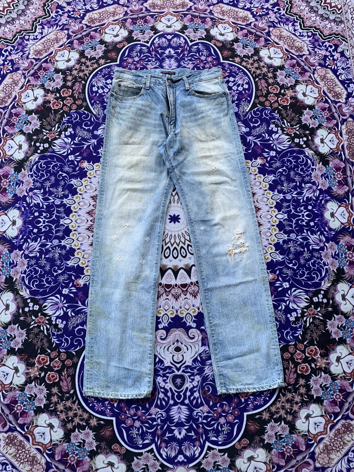Japanese Brand Blue Way Distressed Denim Size US 31 - 1 Thumbnail