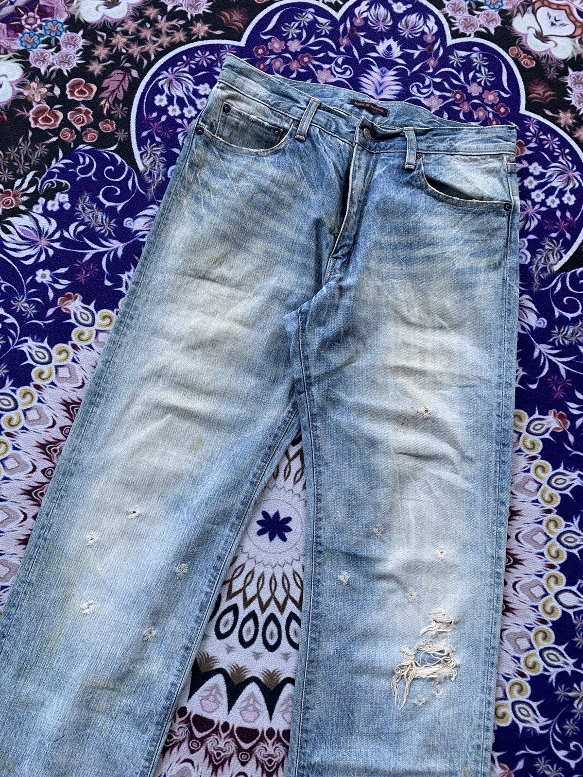 Japanese Brand Blue Way Distressed Denim Size US 31 - 4 Thumbnail