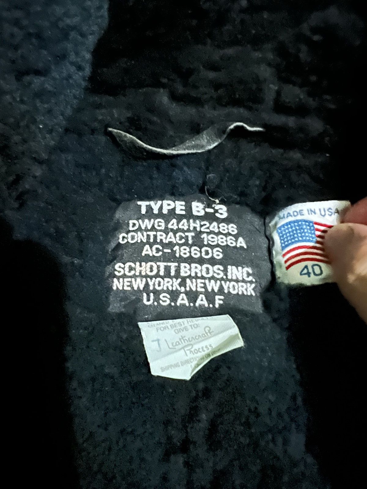 SCHOTT BROS TYPE B-3 JACKET SIZE 40
