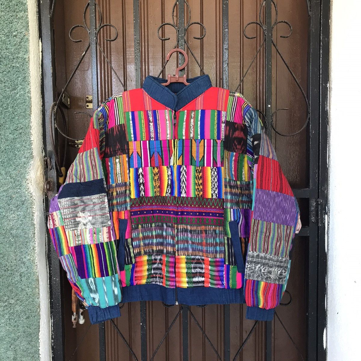 Handmade Cozy Colorful Patchworks Hand Made Jacket Size US L / EU 52-54 / 3 - 1 Thumbnail