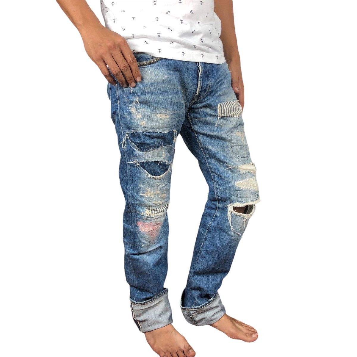 14th Addiction 🔥AWESOME HYSTERIC GLAMOUR DISTRESSED PATCHWORK PANT Size US 32 / EU 48 - 13 Thumbnail