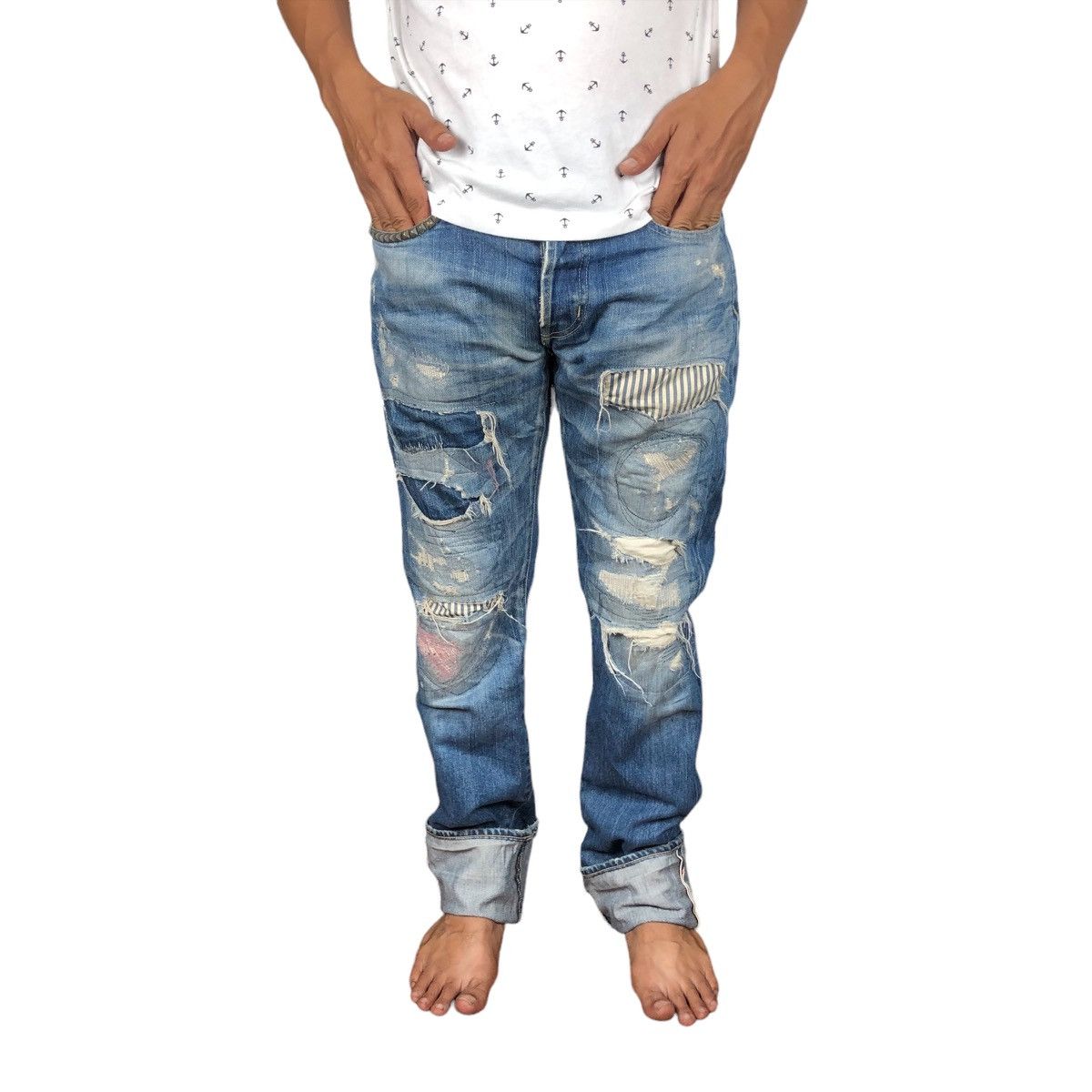 14th Addiction 🔥AWESOME HYSTERIC GLAMOUR DISTRESSED PATCHWORK PANT Size US 32 / EU 48 - 16 Thumbnail