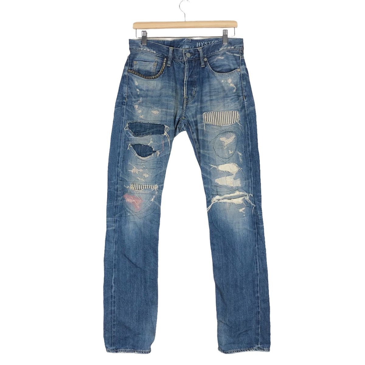 14th Addiction 🔥AWESOME HYSTERIC GLAMOUR DISTRESSED PATCHWORK PANT Size US 32 / EU 48 - 1 Thumbnail