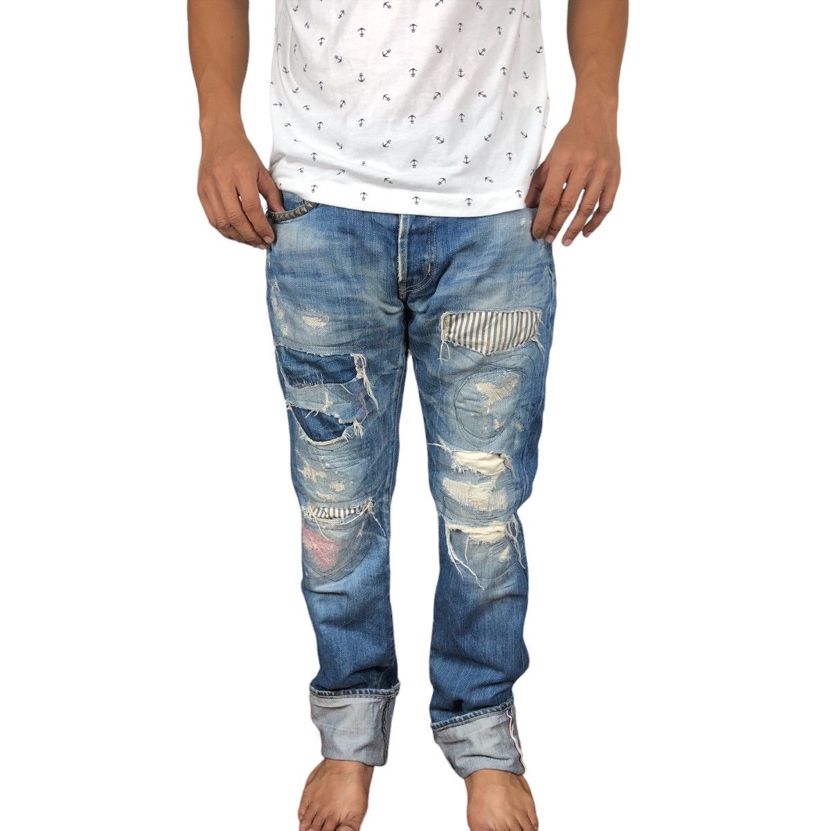 14th Addiction 🔥AWESOME HYSTERIC GLAMOUR DISTRESSED PATCHWORK PANT Size US 32 / EU 48 - 15 Thumbnail