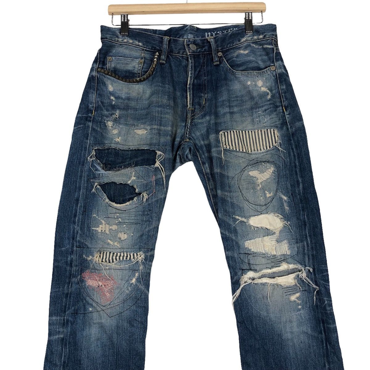 14th Addiction 🔥AWESOME HYSTERIC GLAMOUR DISTRESSED PATCHWORK PANT Size US 32 / EU 48 - 3 Thumbnail