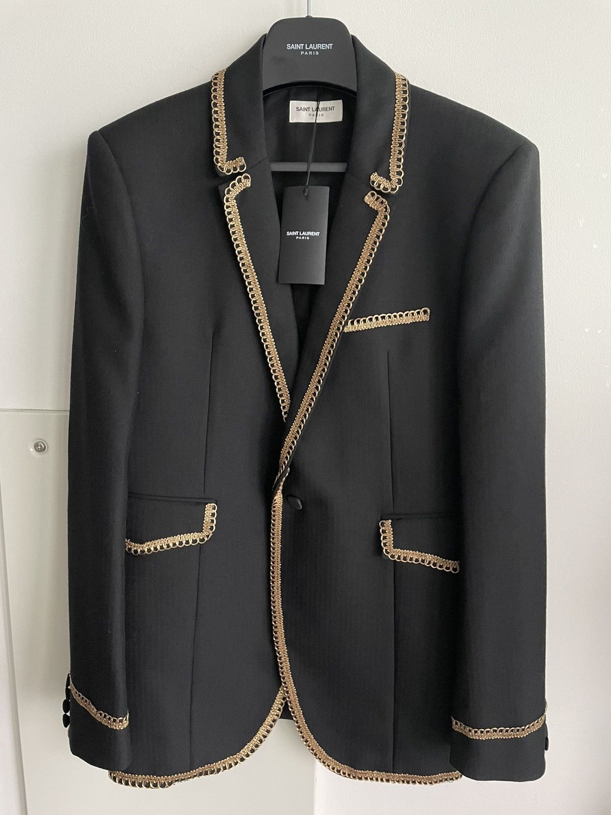 Hedi Slimane × Saint Laurent Paris × Yves Saint Laurent LimitedEdition NEW $4,400 Value Embroidery Royal Gold Blazer Size 50R - 1 Thumbnail