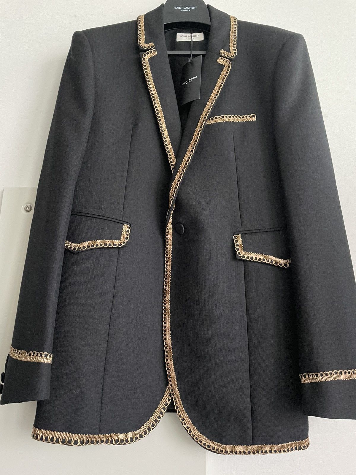 Hedi Slimane × Saint Laurent Paris × Yves Saint Laurent LimitedEdition NEW $4,400 Value Embroidery Royal Gold Blazer Size 50R - 23 Thumbnail