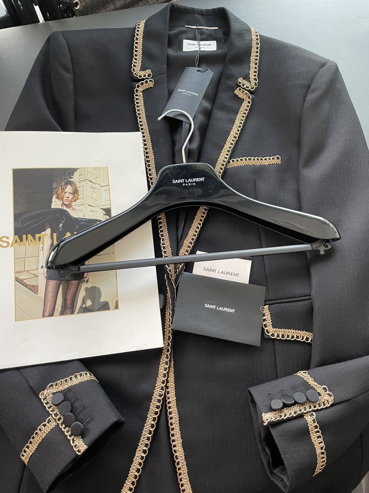 Hedi Slimane × Saint Laurent Paris × Yves Saint Laurent LimitedEdition NEW $4,400 Value Embroidery Royal Gold Blazer Size 50R - 14 Thumbnail