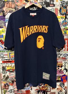 Bape x Mitchell & Ness Warriors ABC Basketball Authentic Jersey Navy