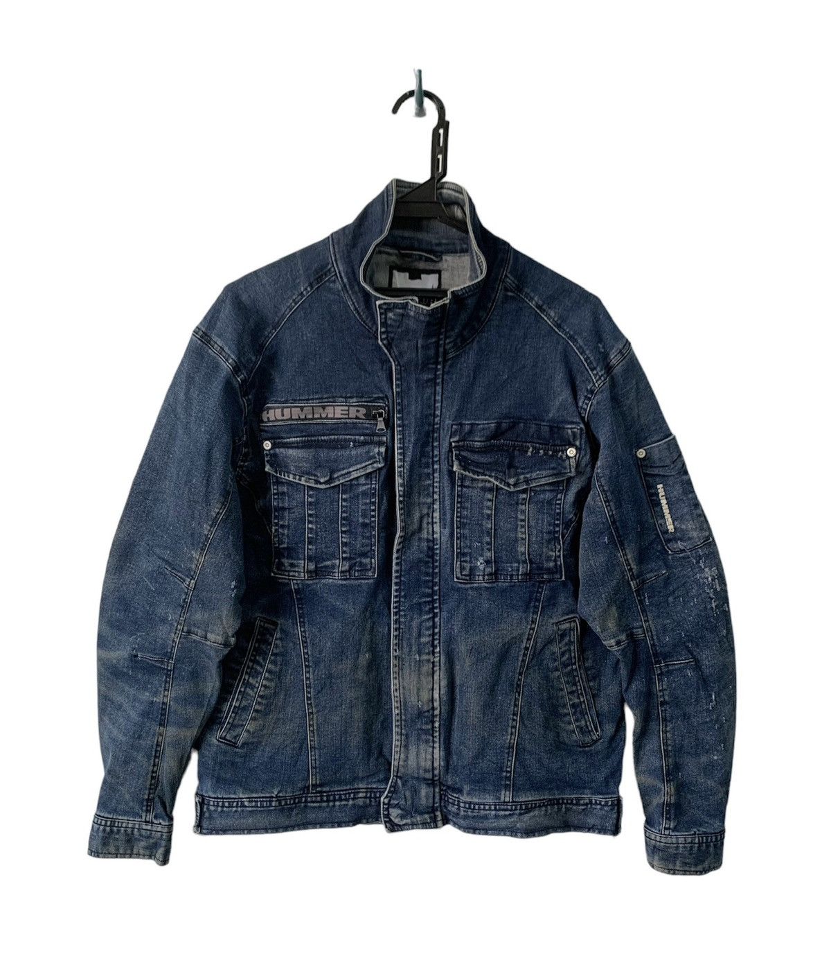image of Distressed Denim VTG Distress Hummer Denim Jeans Jacket, Men's (Size Large)