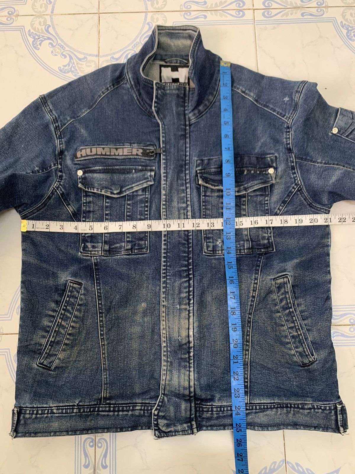 Vintage Vtg Distress Hummer Denim Jeans Jacket Size US L / EU 52-54 / 3 - 21 Thumbnail