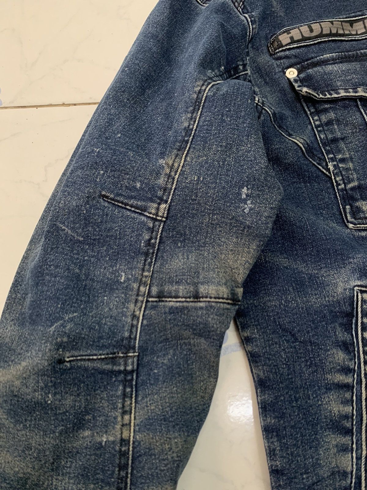 Vintage Vtg Distress Hummer Denim Jeans Jacket Size US L / EU 52-54 / 3 - 15 Thumbnail