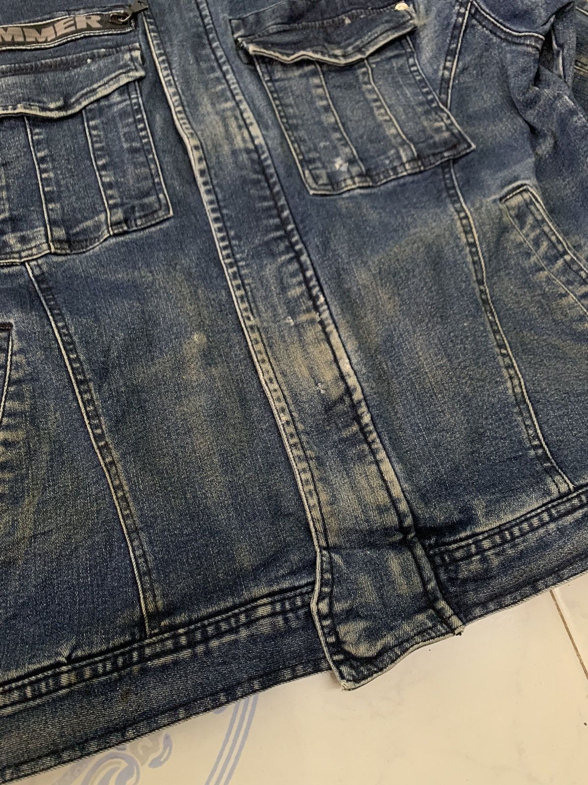 Vintage Vtg Distress Hummer Denim Jeans Jacket Size US L / EU 52-54 / 3 - 14 Thumbnail
