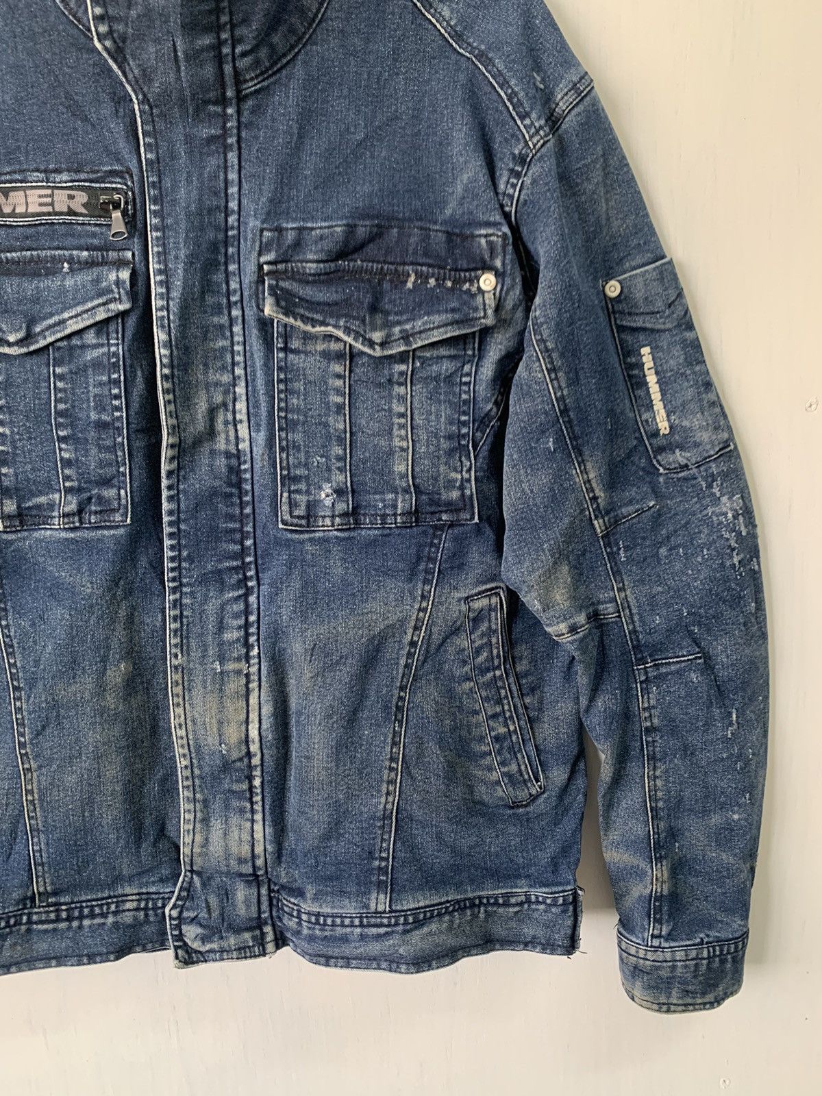 Vintage Vtg Distress Hummer Denim Jeans Jacket Size US L / EU 52-54 / 3 - 5 Thumbnail