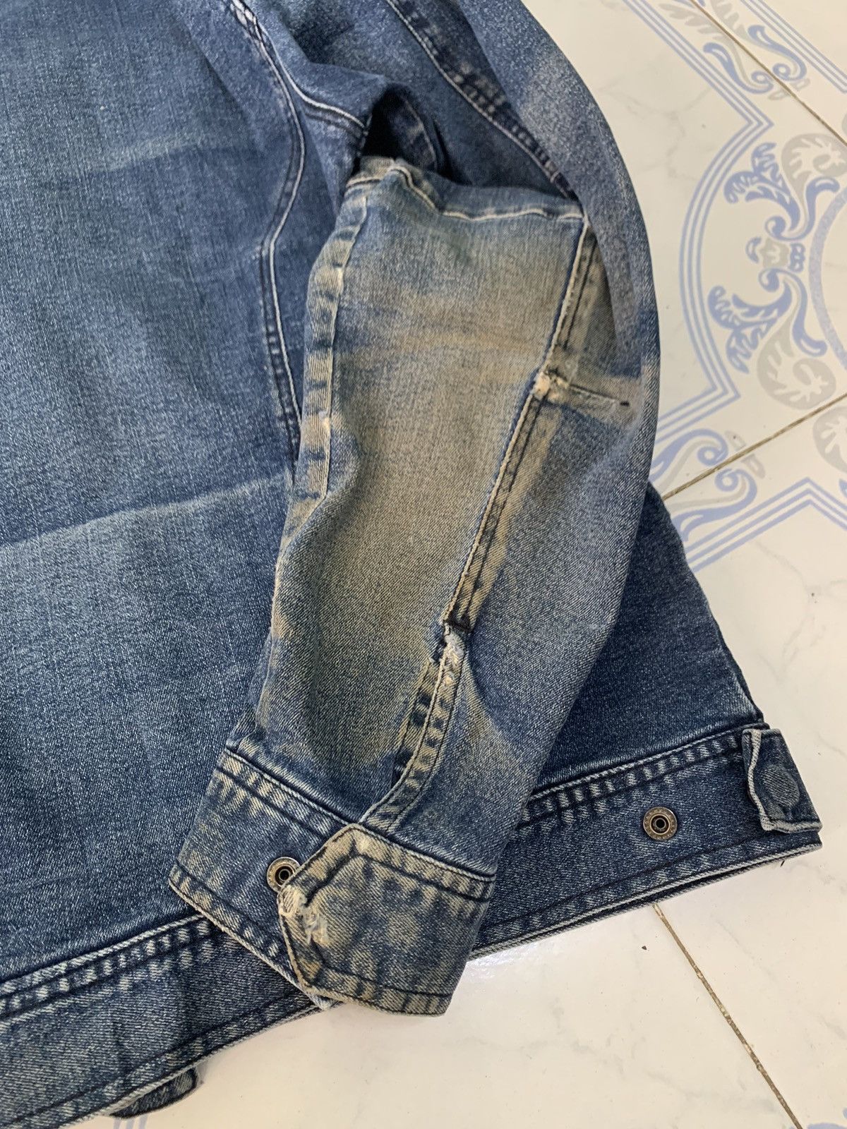 Vintage Vtg Distress Hummer Denim Jeans Jacket Size US L / EU 52-54 / 3 - 17 Thumbnail