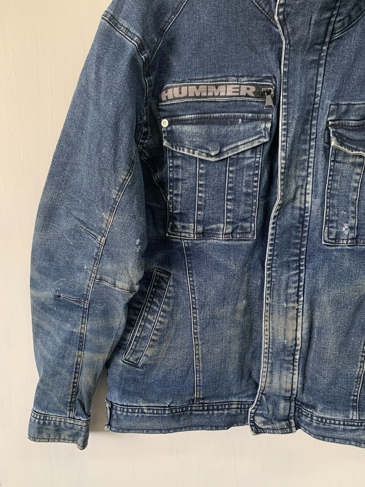 Vintage Vtg Distress Hummer Denim Jeans Jacket Size US L / EU 52-54 / 3 - 6 Thumbnail