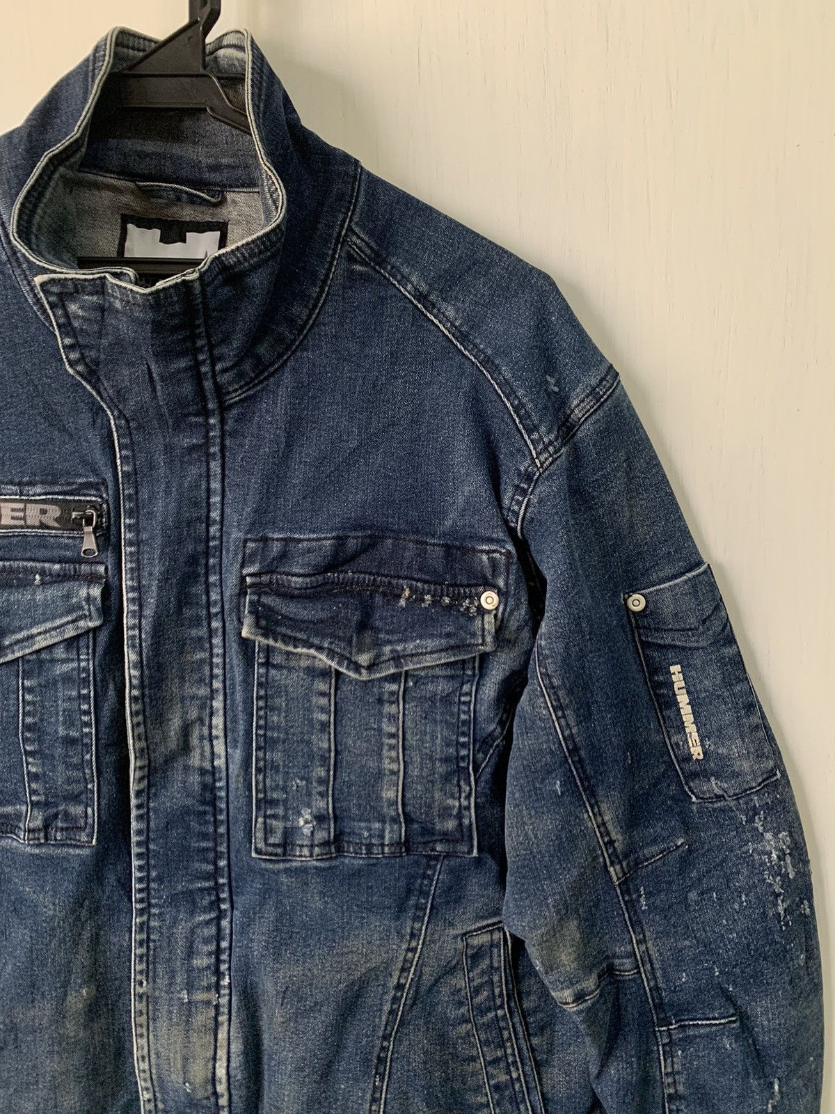 Vintage Vtg Distress Hummer Denim Jeans Jacket Size US L / EU 52-54 / 3 - 4 Thumbnail