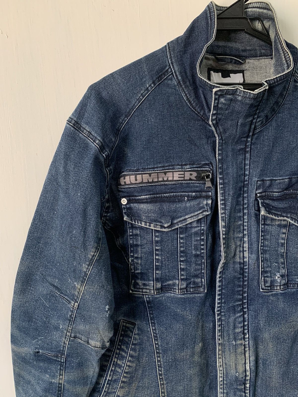 Vintage Vtg Distress Hummer Denim Jeans Jacket Size US L / EU 52-54 / 3 - 3 Thumbnail