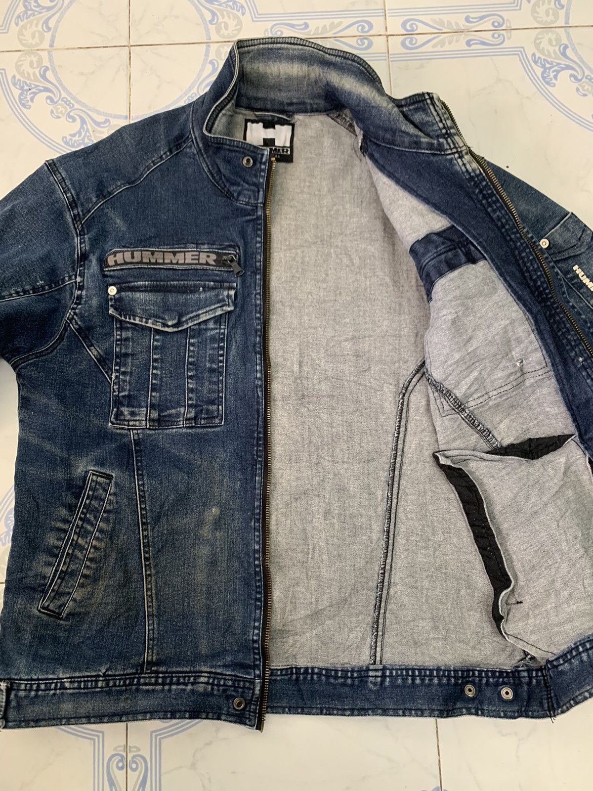 Vintage Vtg Distress Hummer Denim Jeans Jacket Size US L / EU 52-54 / 3 - 19 Thumbnail