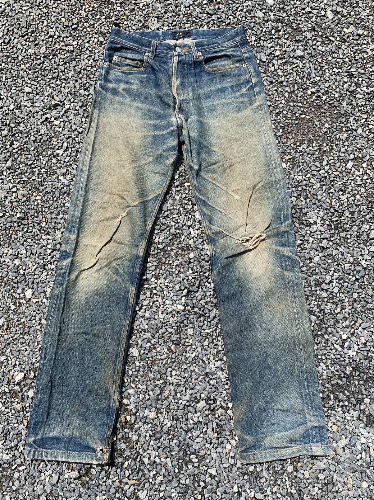 image of A P C x Distressed Denim Selvedge Distressed Denim in Blue, Men's (Size 29)