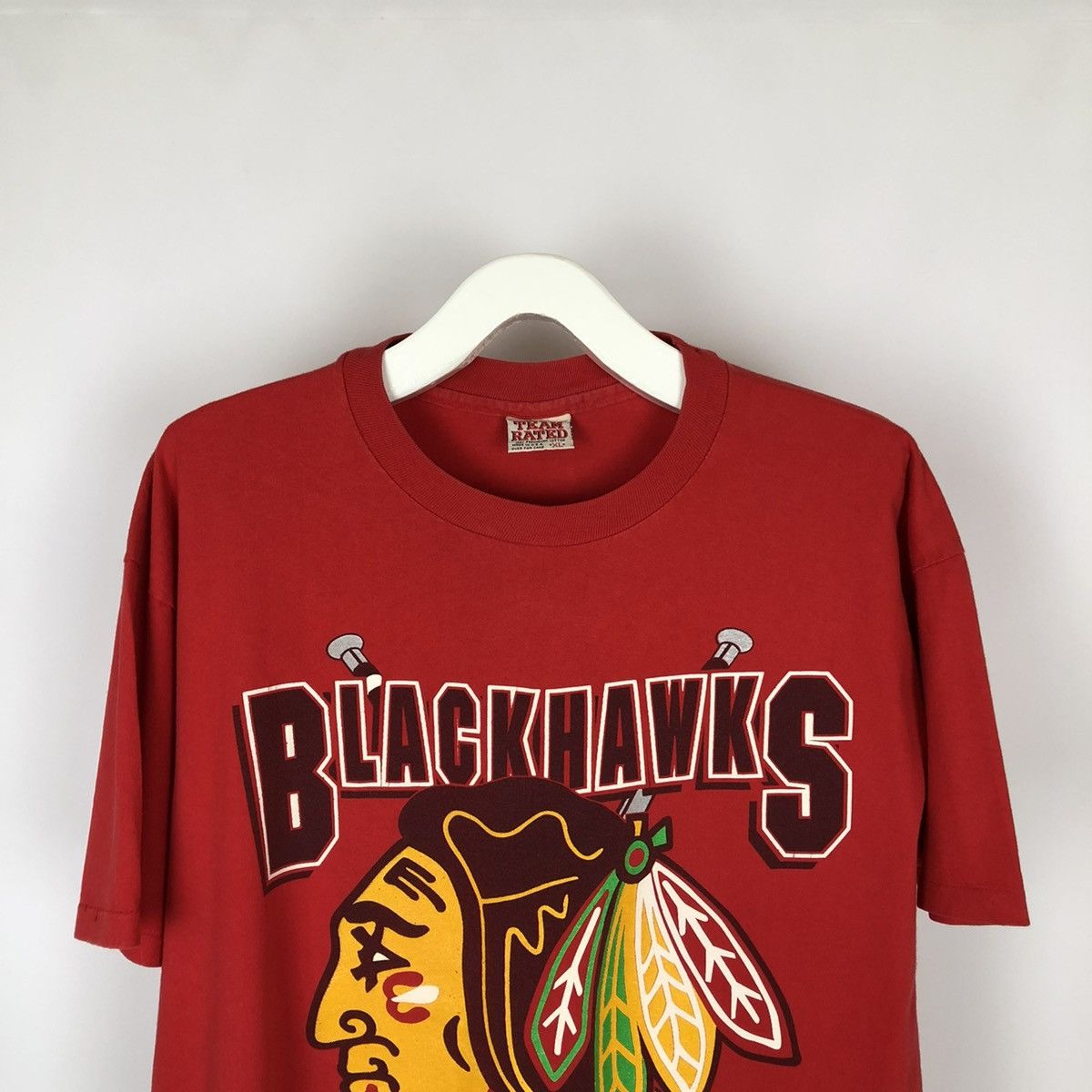 NHL 1992 Vintage Chicago Blackhawks NHL Logo T-Shirt Size US XL / EU 56 / 4 - 3 Thumbnail