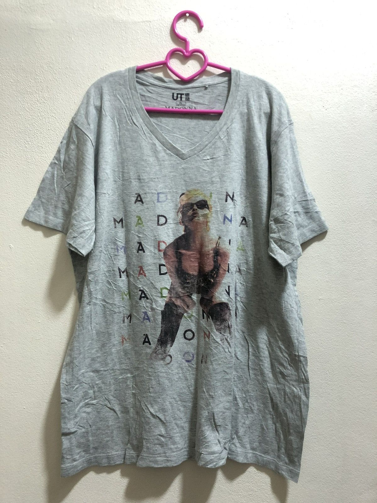 image of Band Tees x Rock T Shirt Madonna Spell Out Full All Over Shirt in Grey, Men's (Size XL)