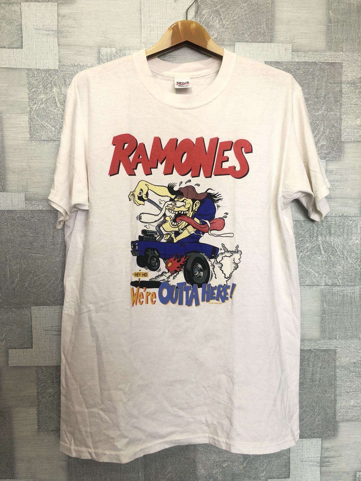 image of Band Tees x Rock T Shirt The Ramones in White, Men's (Size Large)
