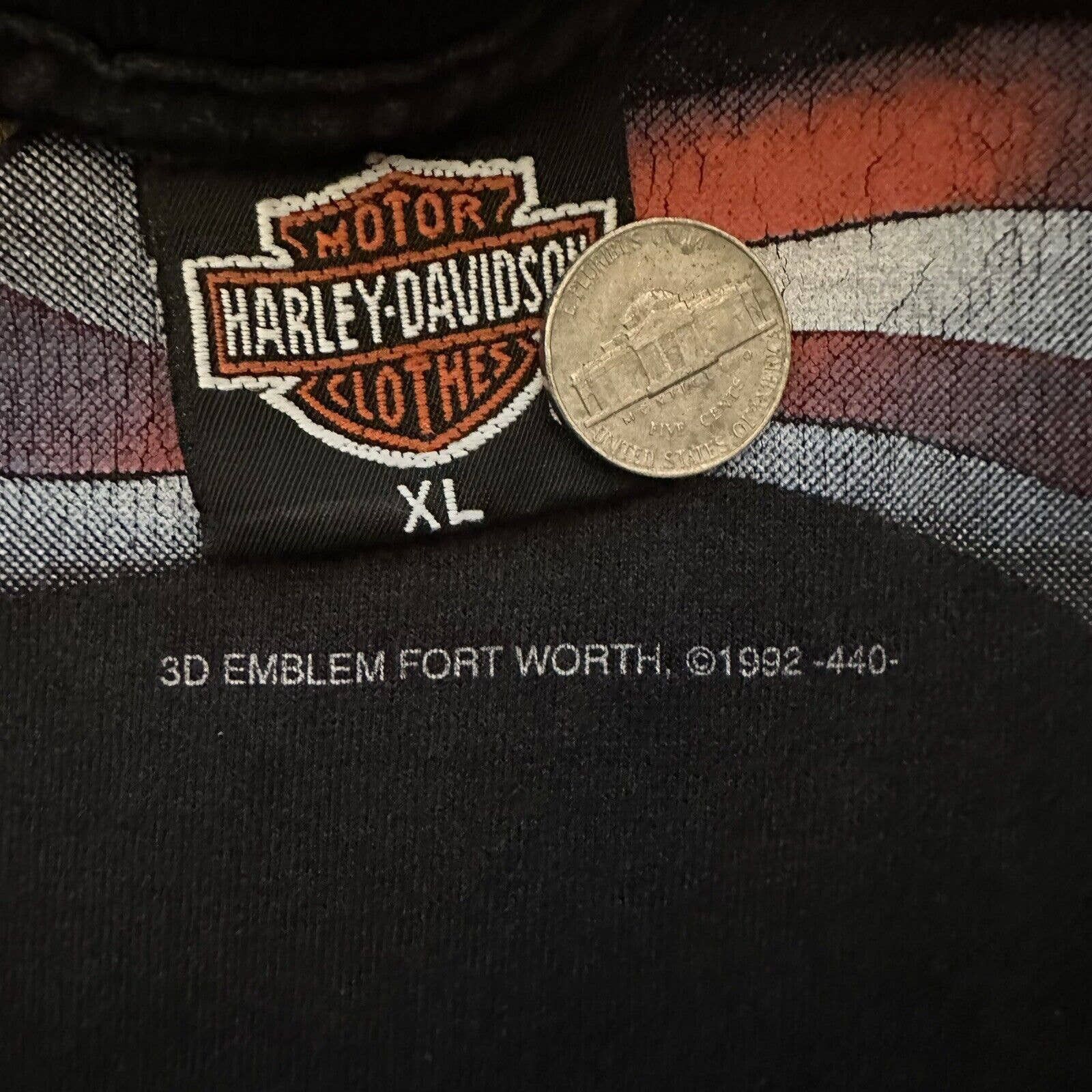 Harley Davidson × Vintage Vintage 1992 Harley Davidson Eagle 3D Emblem Tee T-Shirt Size US XL / EU 56 / 4 - 4 Thumbnail