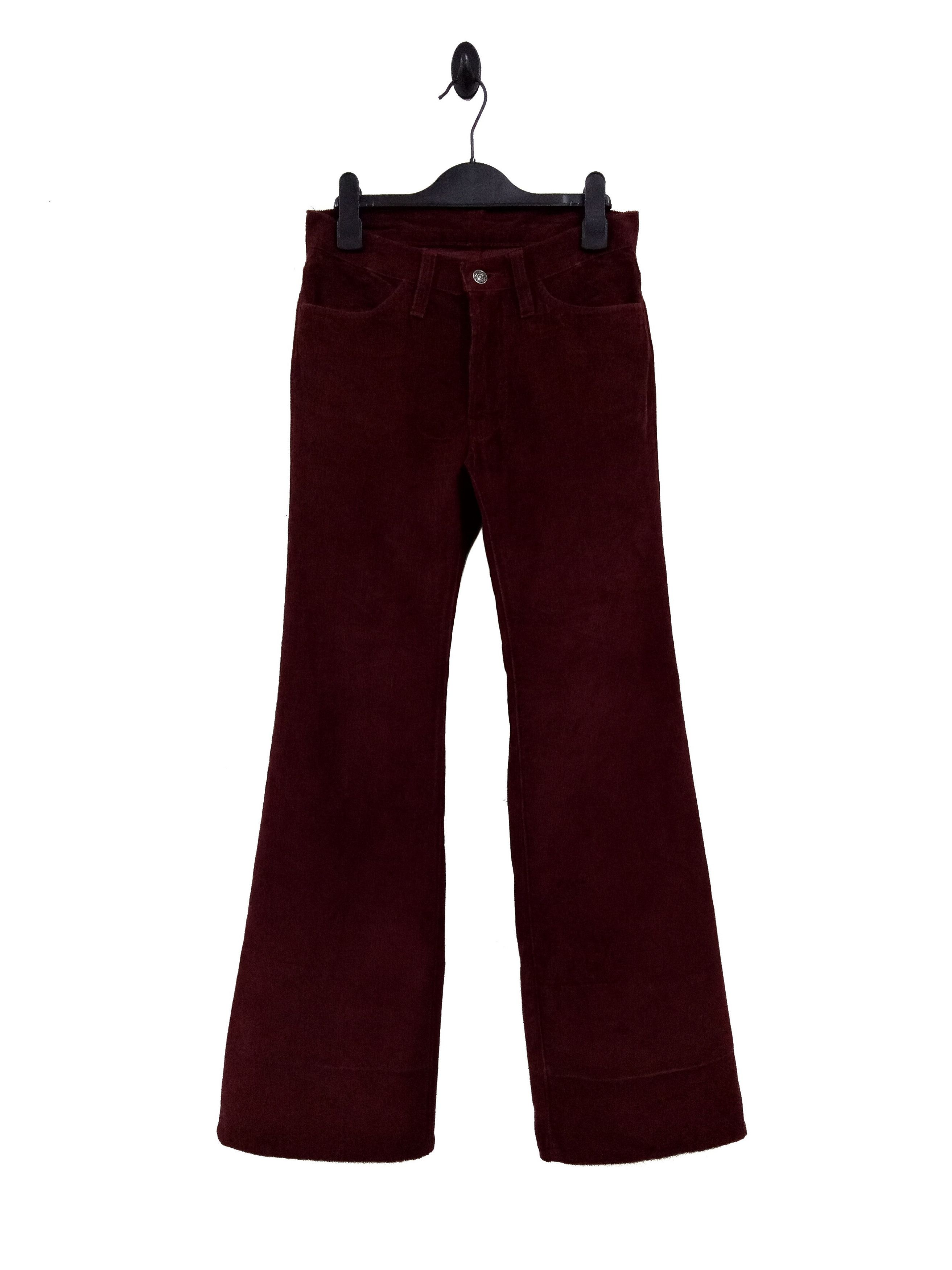 image of Vintage VTG Big Stone Velvet Corduroi Bootcut Pants Scovill Usa in Dark Maroon, Men's (Size 28)