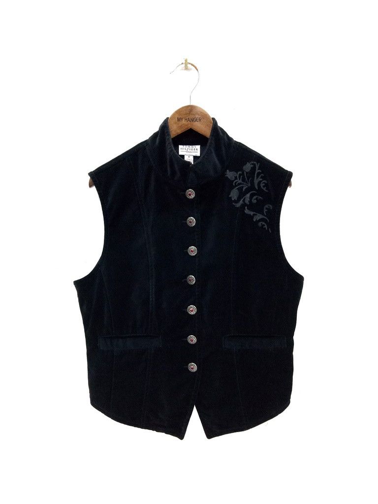 🔥🔥🔥Tommy Hilfiger Velvet Button Up Rockabilly Vest Jacket