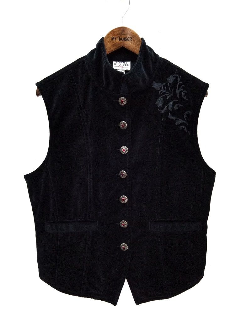 Tommy Hilfiger 🔥🔥🔥Tommy Hilfiger Velvet Button Up Rockabilly Vest Jacket Size US M / EU 48-50 / 2 - 2 Thumbnail