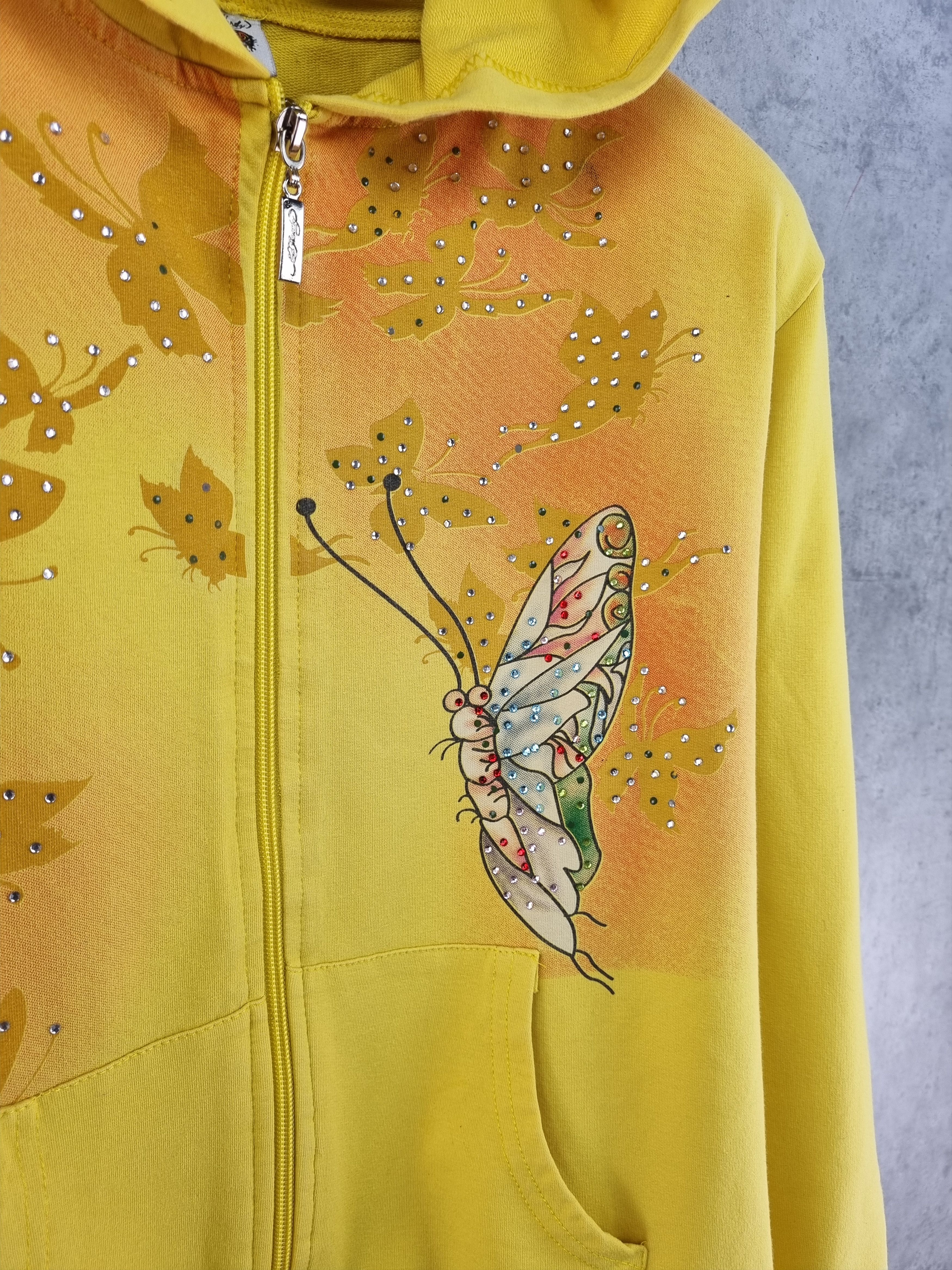 Christian Audigier × Ed Hardy 90s Ed Hardy Skull Buterfly Art Cotton Hooded Track Jacket Size XL / US 12-14 / IT 48-50 - 8 Thumbnail