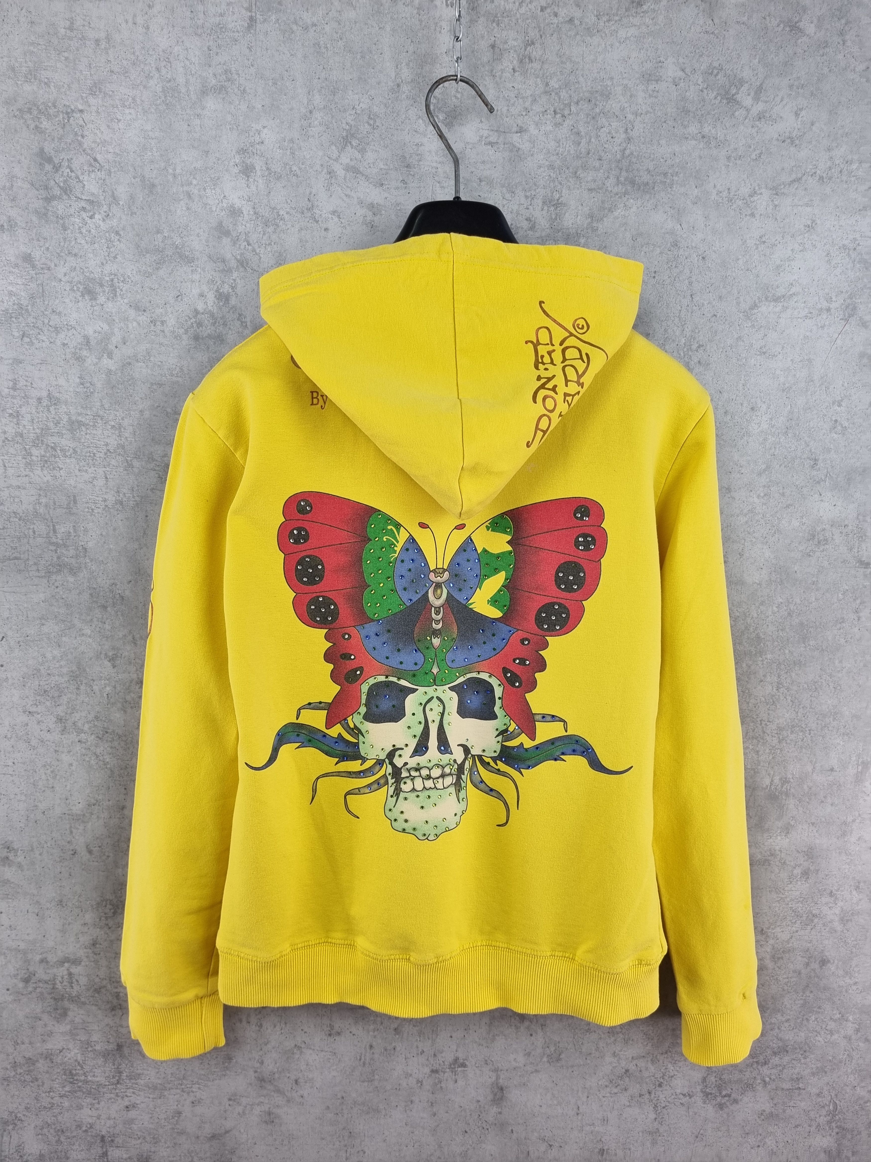 Christian Audigier × Ed Hardy 90s Ed Hardy Skull Buterfly Art Cotton Hooded Track Jacket Size XL / US 12-14 / IT 48-50 - 3 Thumbnail