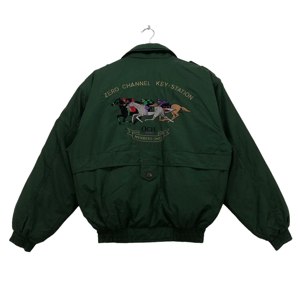 image of Vintage Och Homme Embroidery Polo Bomber Jacket in Green, Men's (Size Medium)