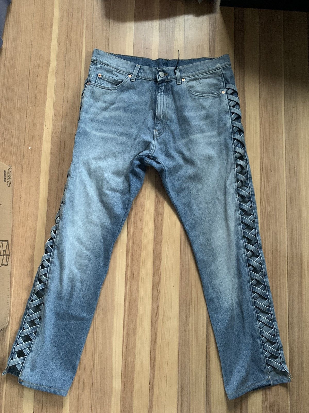 Martine Rose Lightwash Cross Hatch Design Denim Size US 34 / EU 50 - 1 Thumbnail