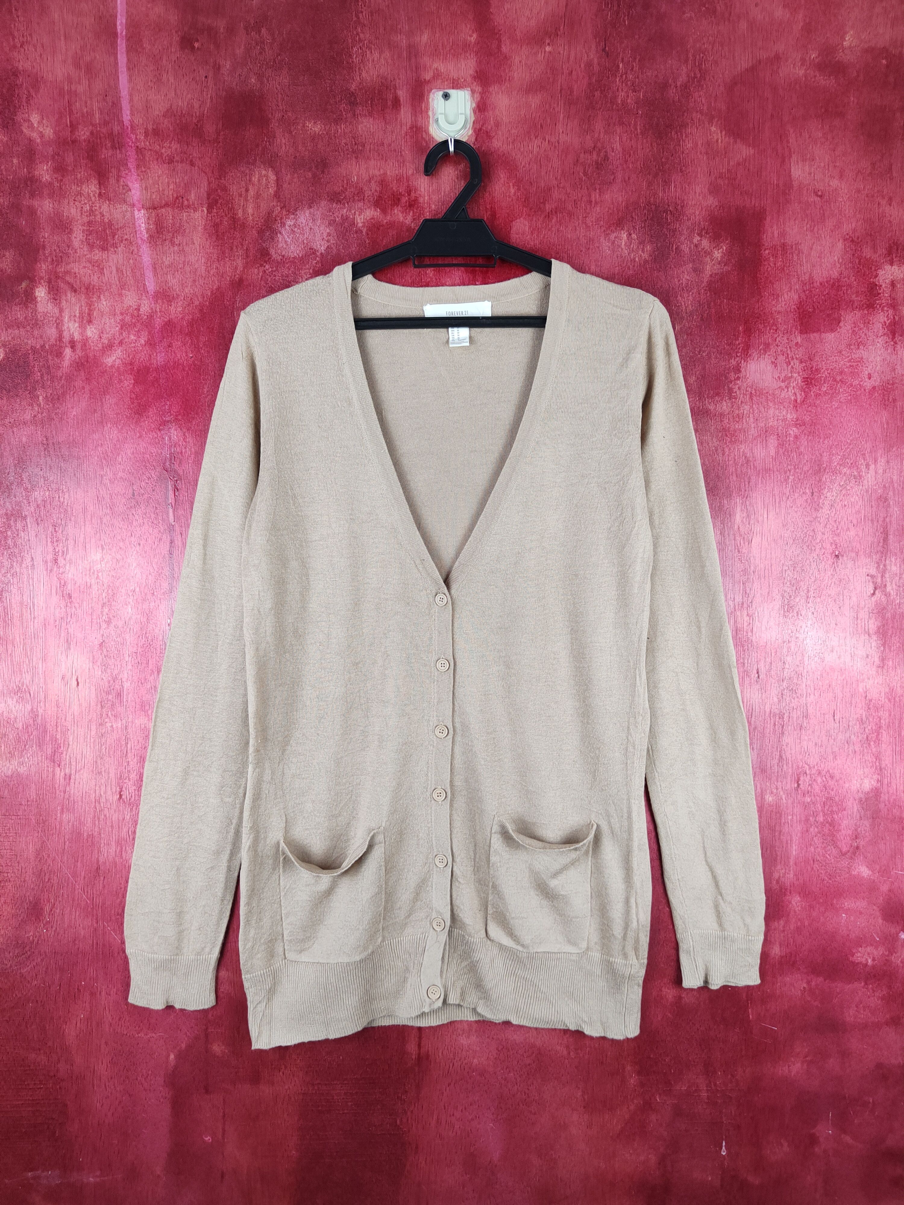Forever 21 × Japanese Brand Forever 21 Beige Cardigan knitwear vintage #S920 Size M / US 6-8 / IT 42-44 - 1 Thumbnail