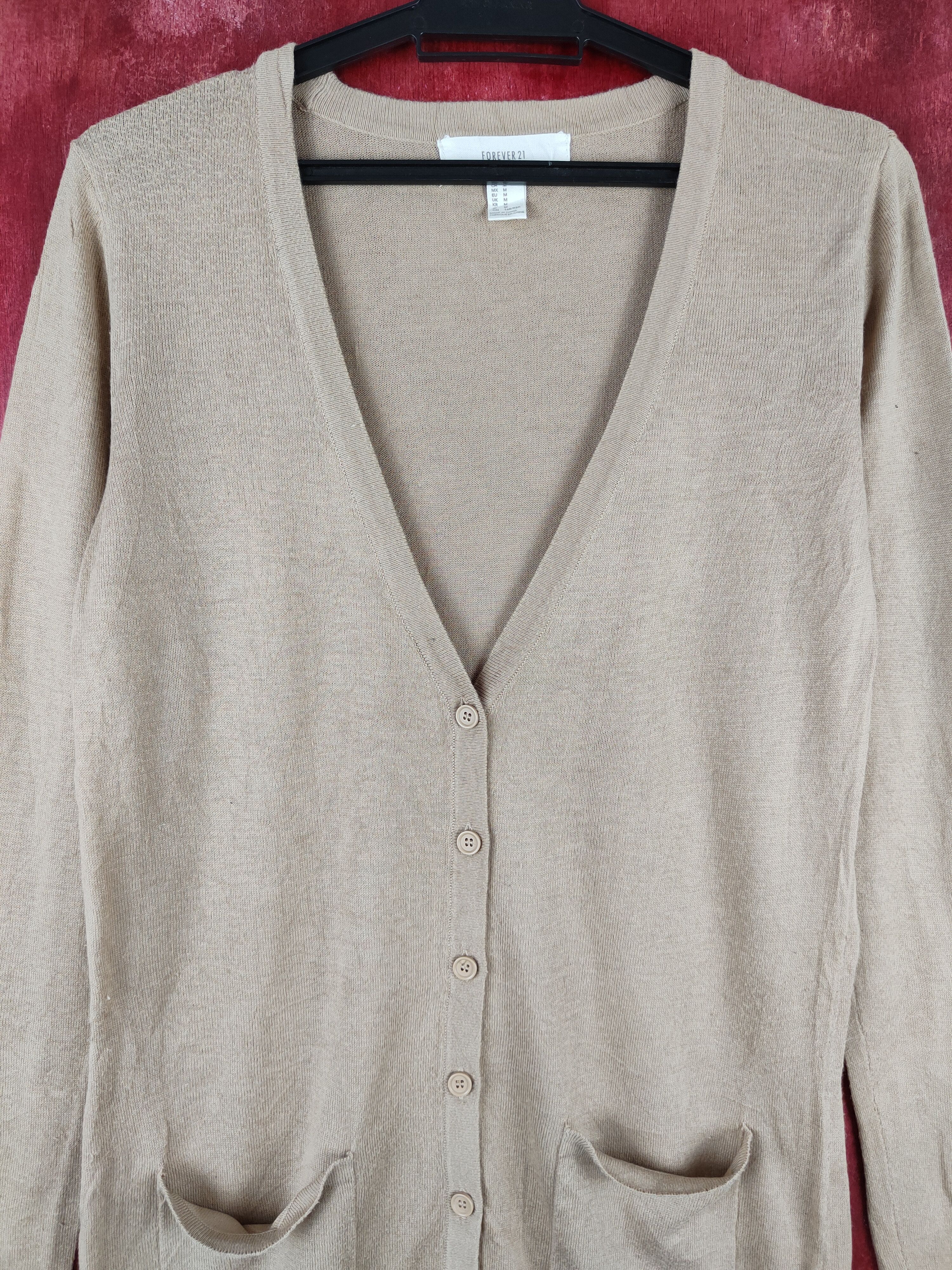 Forever 21 × Japanese Brand Forever 21 Beige Cardigan knitwear vintage #S920 Size M / US 6-8 / IT 42-44 - 2 Thumbnail