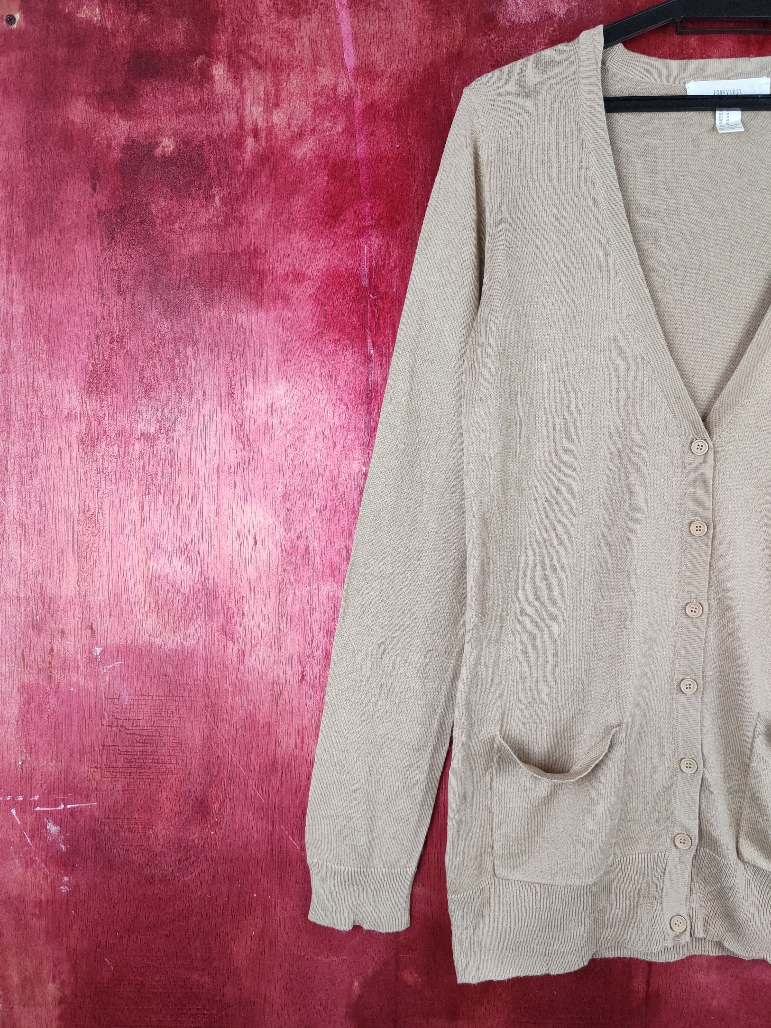 Forever 21 × Japanese Brand Forever 21 Beige Cardigan knitwear vintage #S920 Size M / US 6-8 / IT 42-44 - 3 Thumbnail