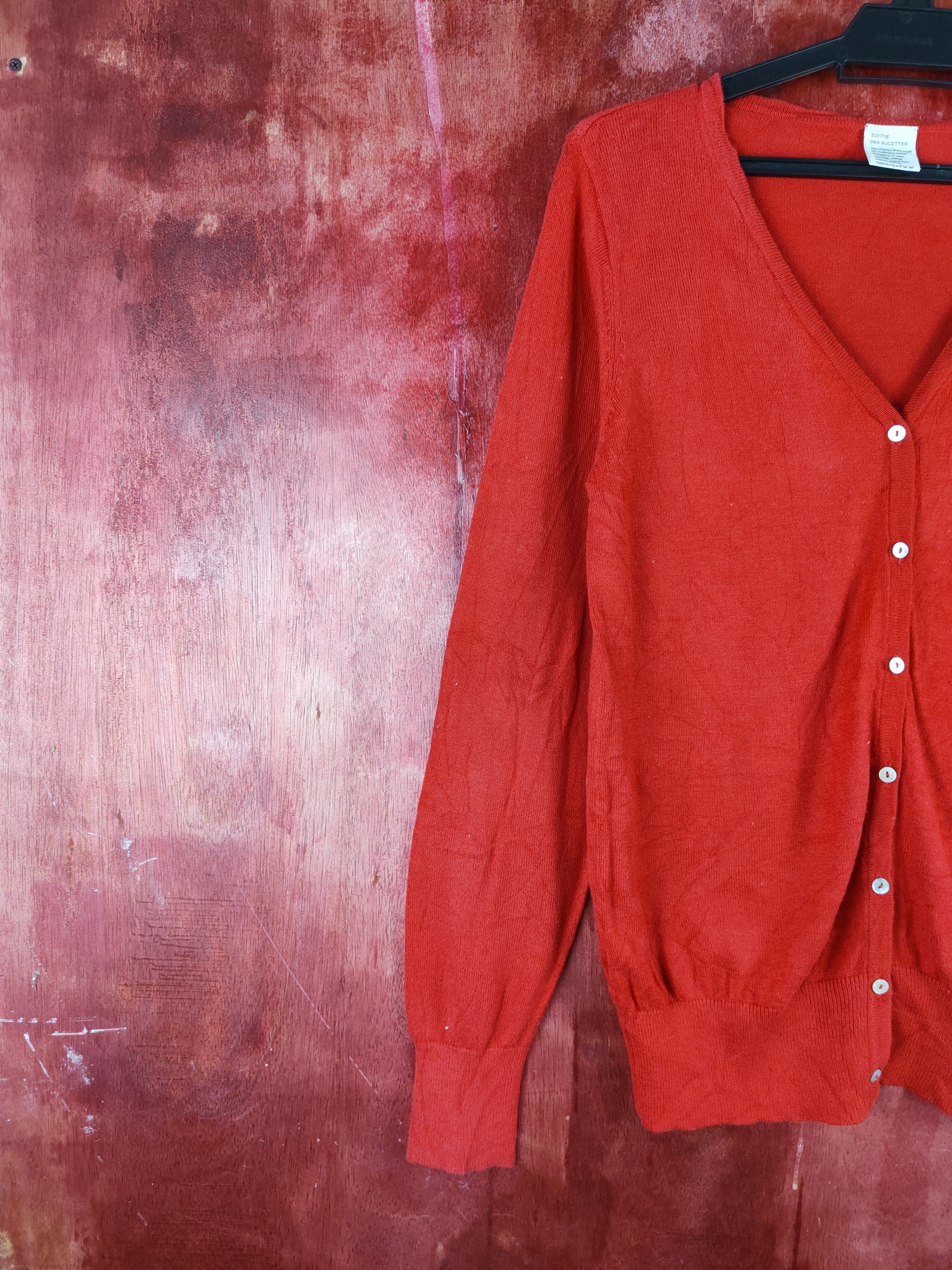 Japanese Brand Zootie Red Cardigan knitwear japan #S917 Size M / US 6-8 / IT 42-44 - 2 Thumbnail